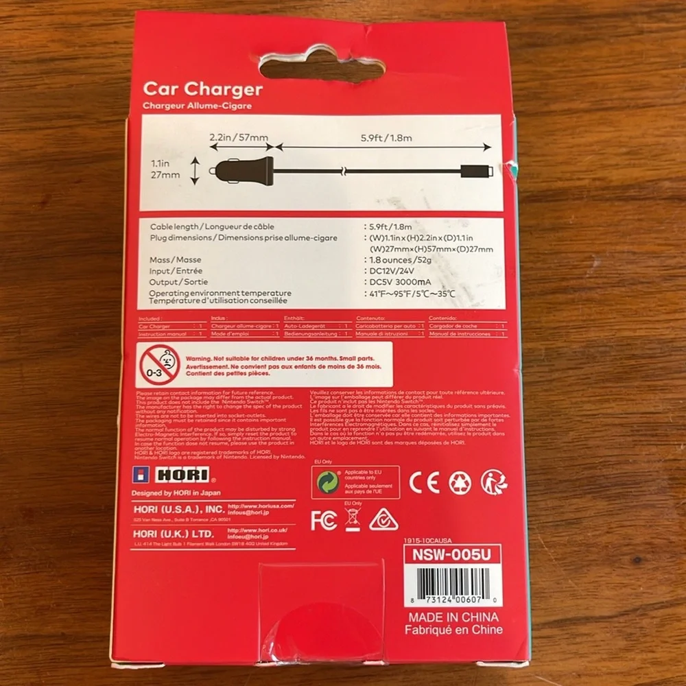 NINTENDO: Switch Car Charger by Hori